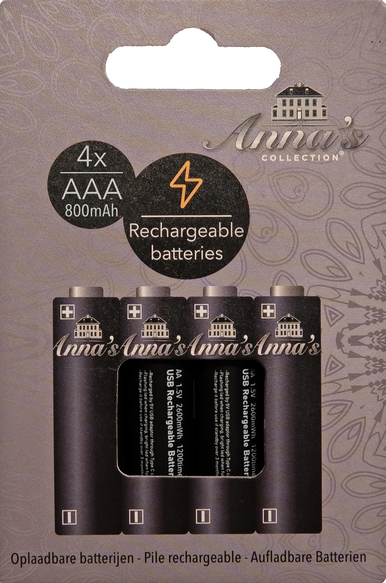Anna's Collection oplaadbare batterij AAA 4 stuks