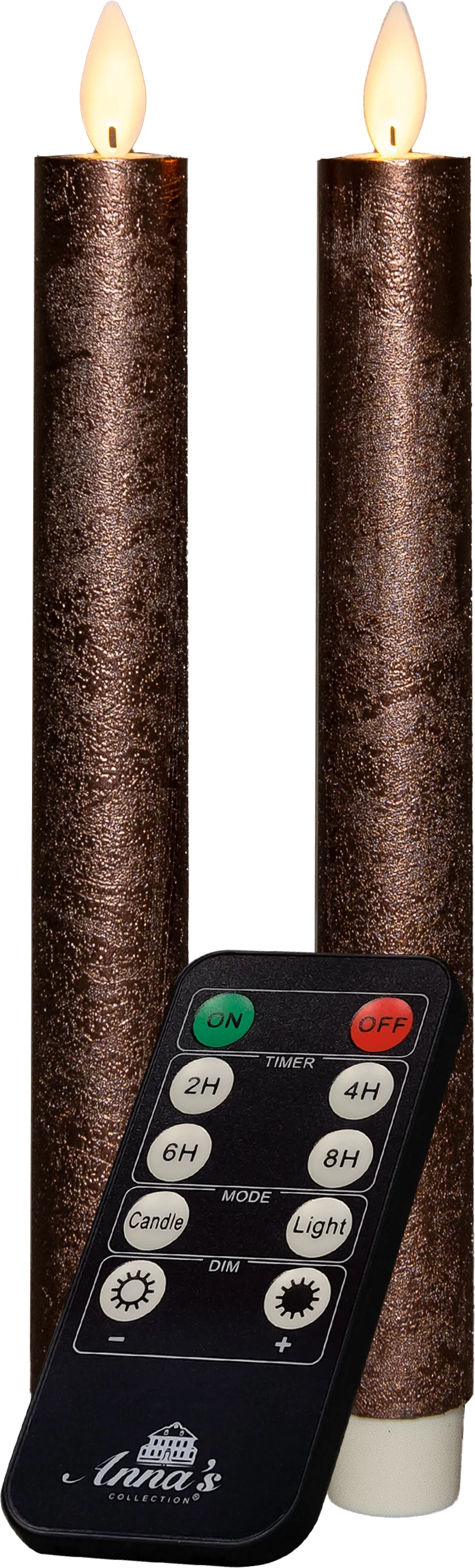 Anna's Collection LED dinerkaars met timer brons D 2,2 H 23 cm 2 stuks