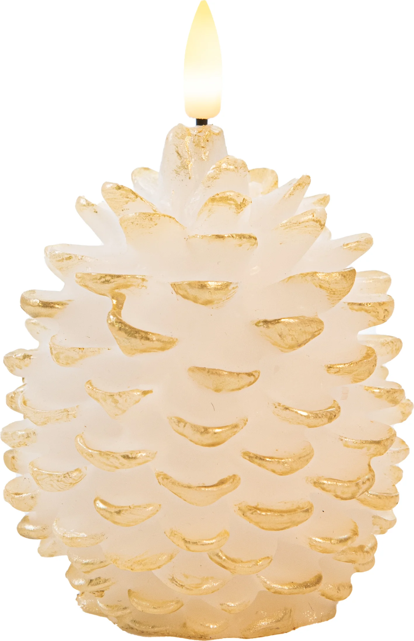 Anna's Collection LED stompkaars Podo dennenappel wit D 12 H 10 cm
