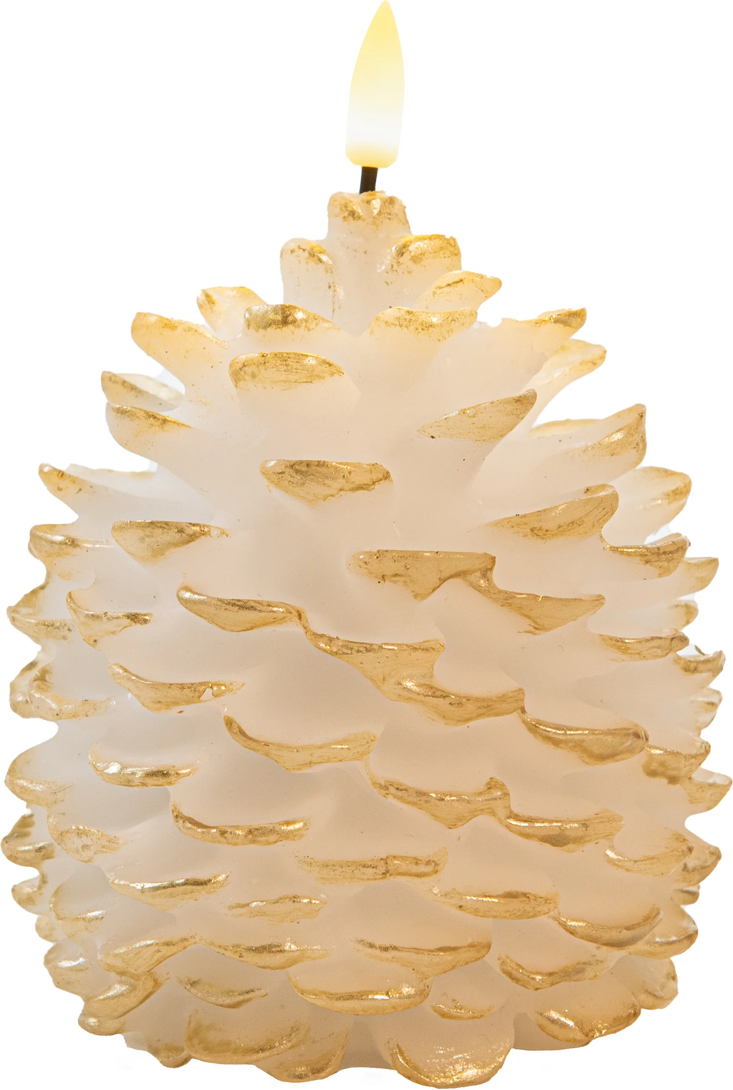 Anna's Collection LED stompkaars Podo dennenappel wit D 14 H 12,5 cm