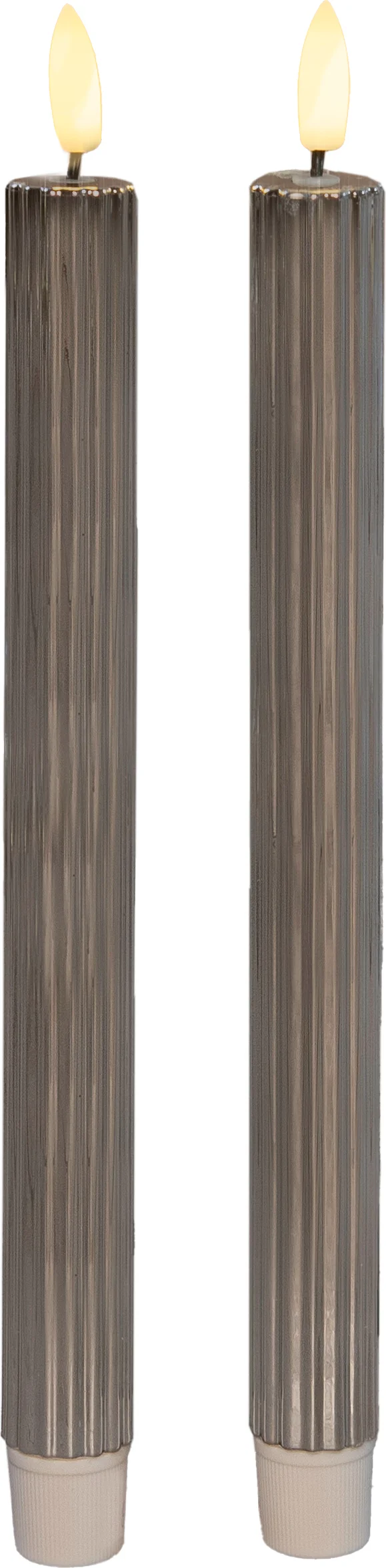 Anna's Collection LED dinerkaars Rib zilver D 2,1 H 25 cm 2 stuks
