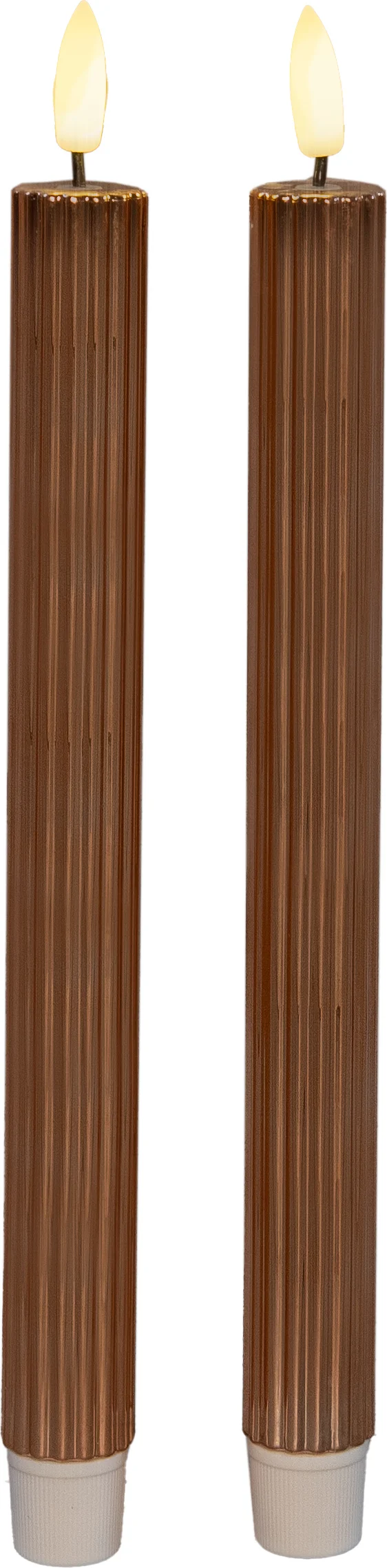 Anna's Collection LED dinerkaars Rib koper D 2,1 H 25 cm 2 stuks