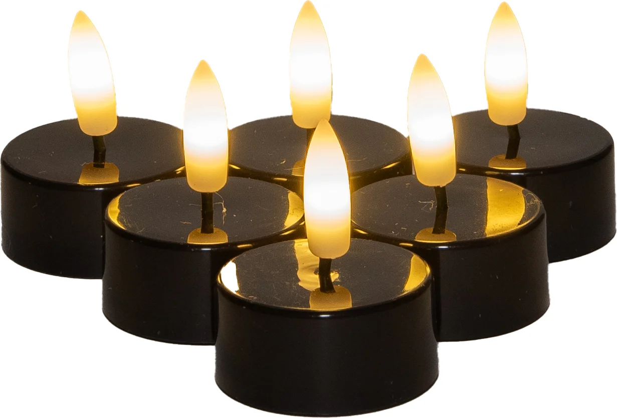 Anna's Collection LED waxinelicht zwart D 3,5 H 1,5 cm 6 stuks