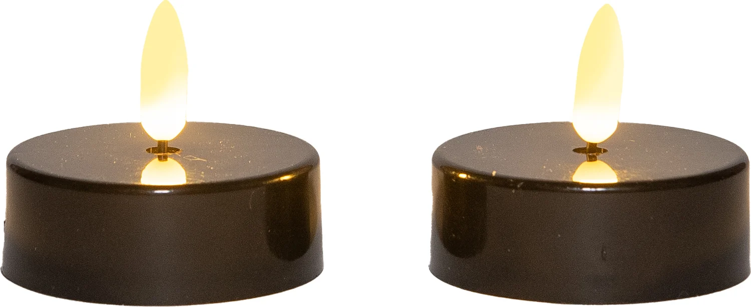 Anna's Collection LED waxinelicht met timer zwart D 6 H 4,5 cm 2 stuks