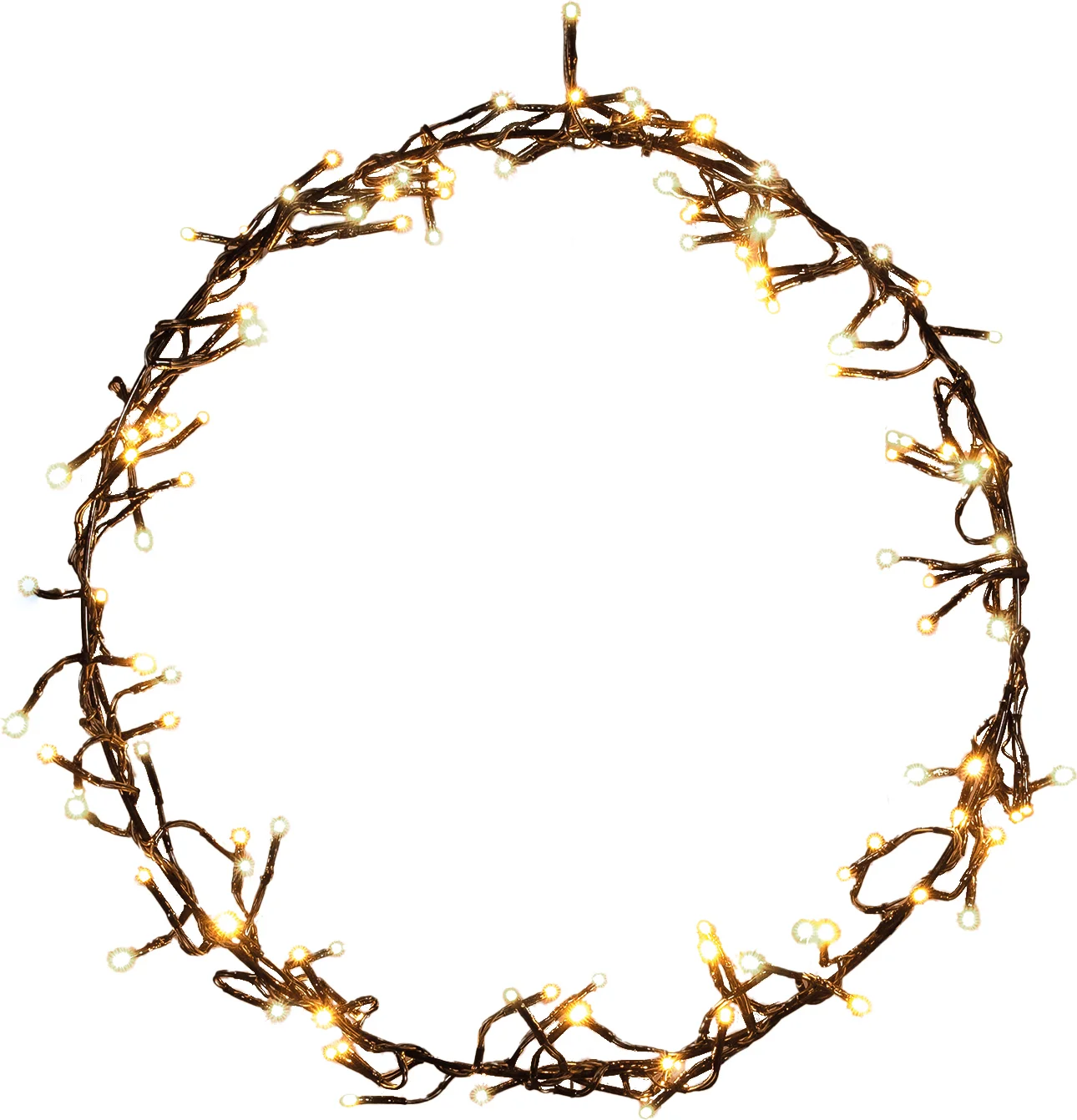 Anna's Collection kerstkrans zwart met 120 lampjes warm wit D 38 H 5 cm