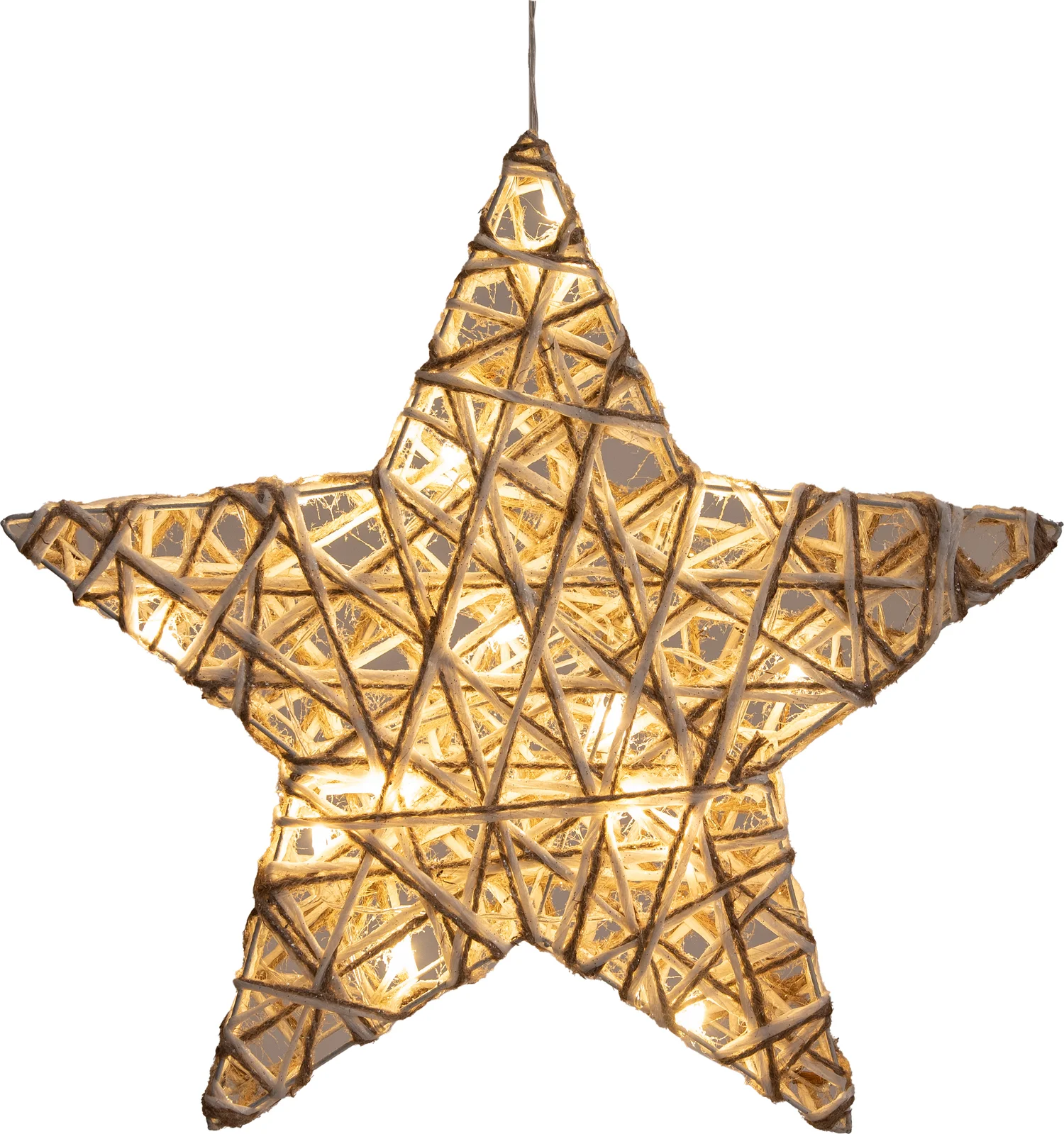 Anna's Collection kerstster naturel met verlichtingD 40 H 9 cm