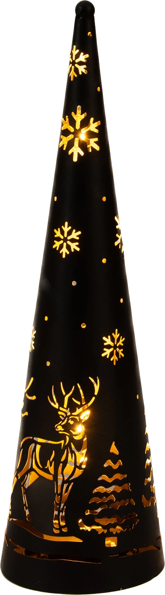 Anna's Collection kerstfiguur Kirona kegel hert zwart met verlichting D 10 H 34,5