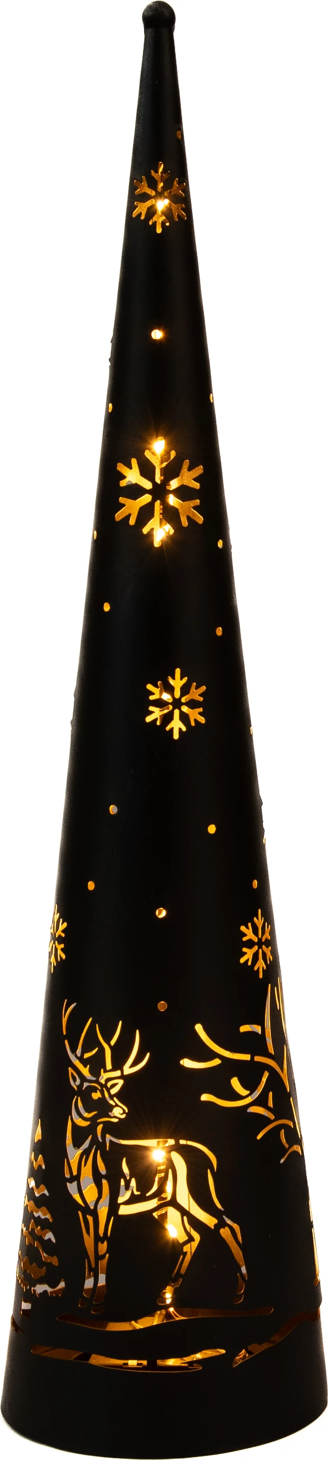 Anna's Collection kerstfiguur Kirona kegel hert zwart met verlichting D 12 H 50,5