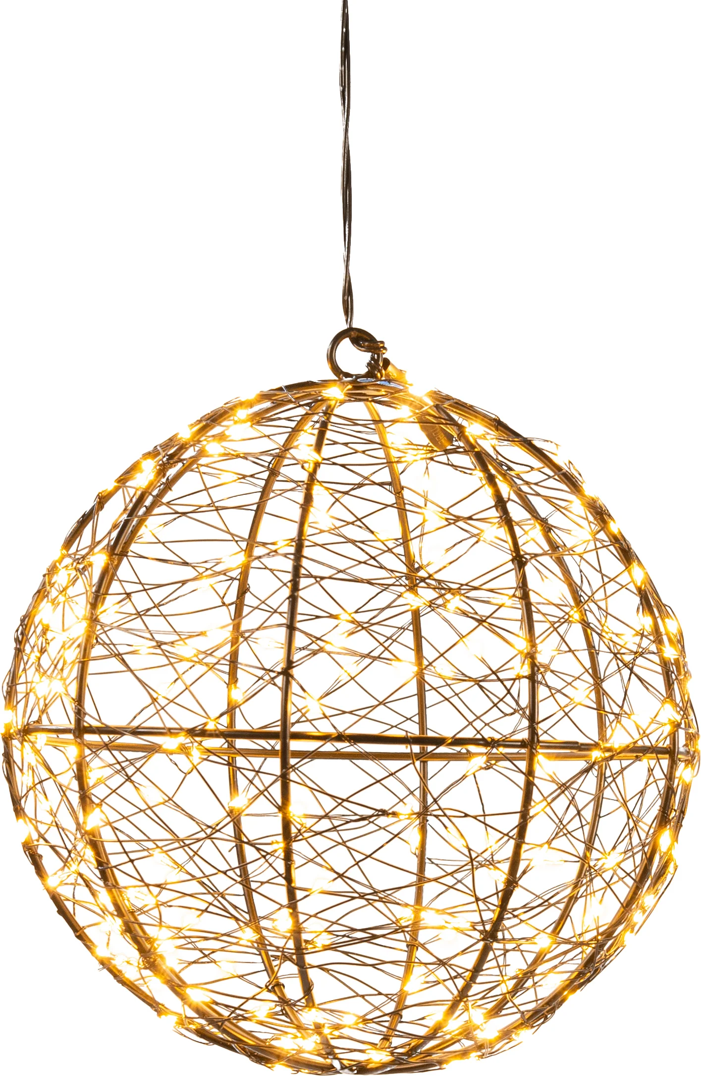 Anna's Collection kersthanger bal zwart met verlichting D 18 H 20 cm