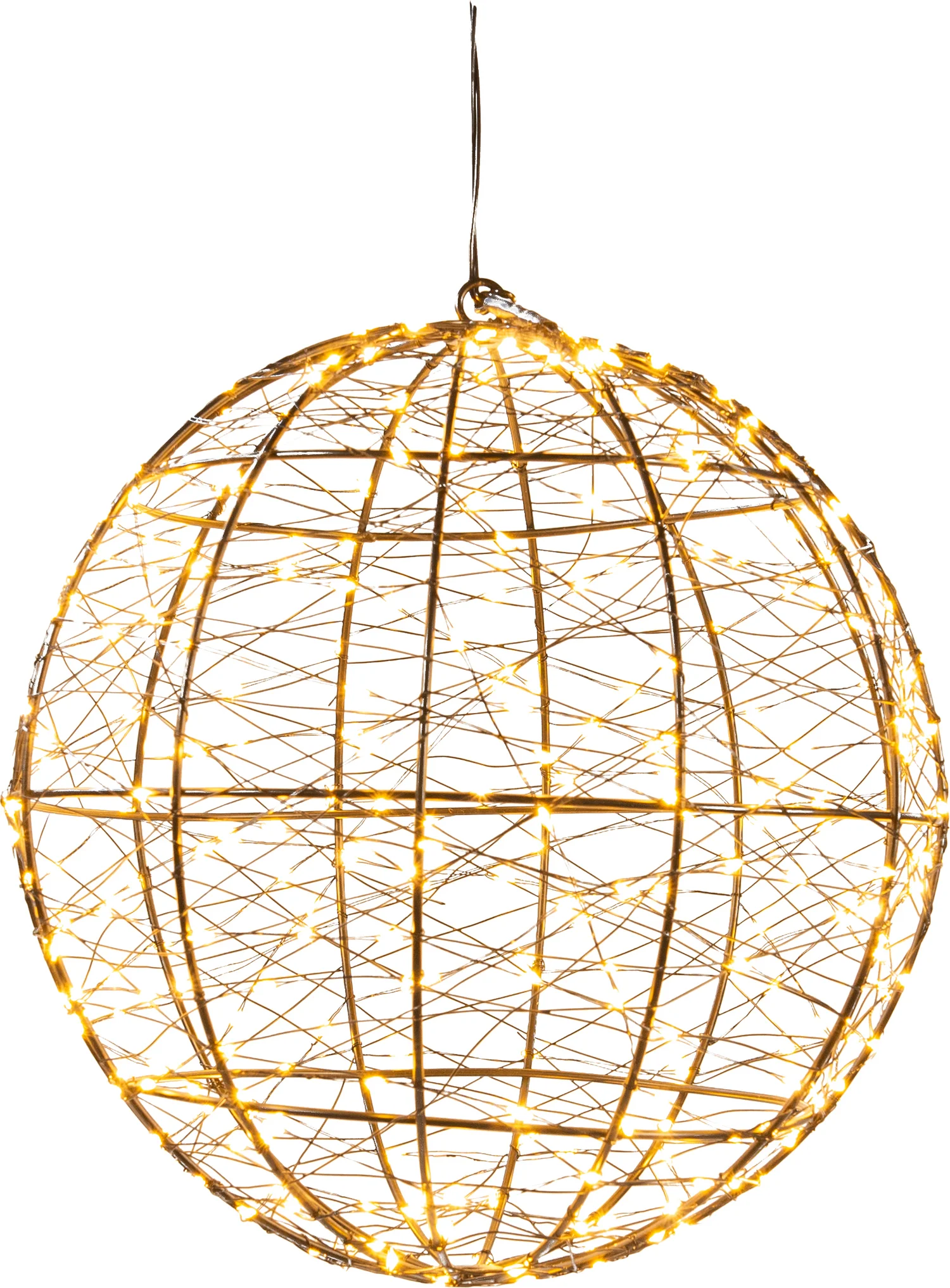 Anna's Collection kersthanger bal zwart met verlichtingD 25 H 27 cm