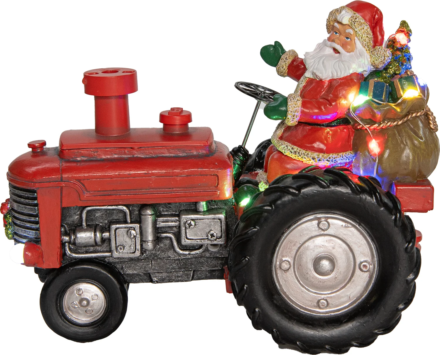 Anna's Collection kerstfiguur tractor met kerstman rood 21 x 16,5 x 27 cm