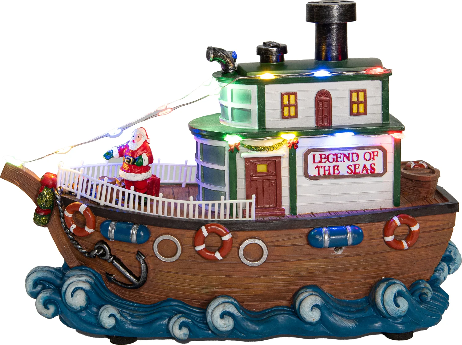 Anna's Collection kerstfiguur boot met kerstman 23 x 15 x 30 cm