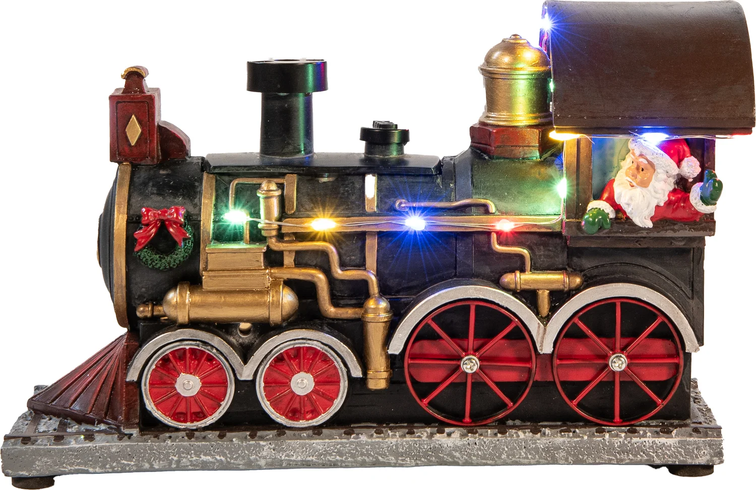 Anna's Collection kerstfiguur stoomtrein met kerstman 19 x 14,5 x 27,5 cm