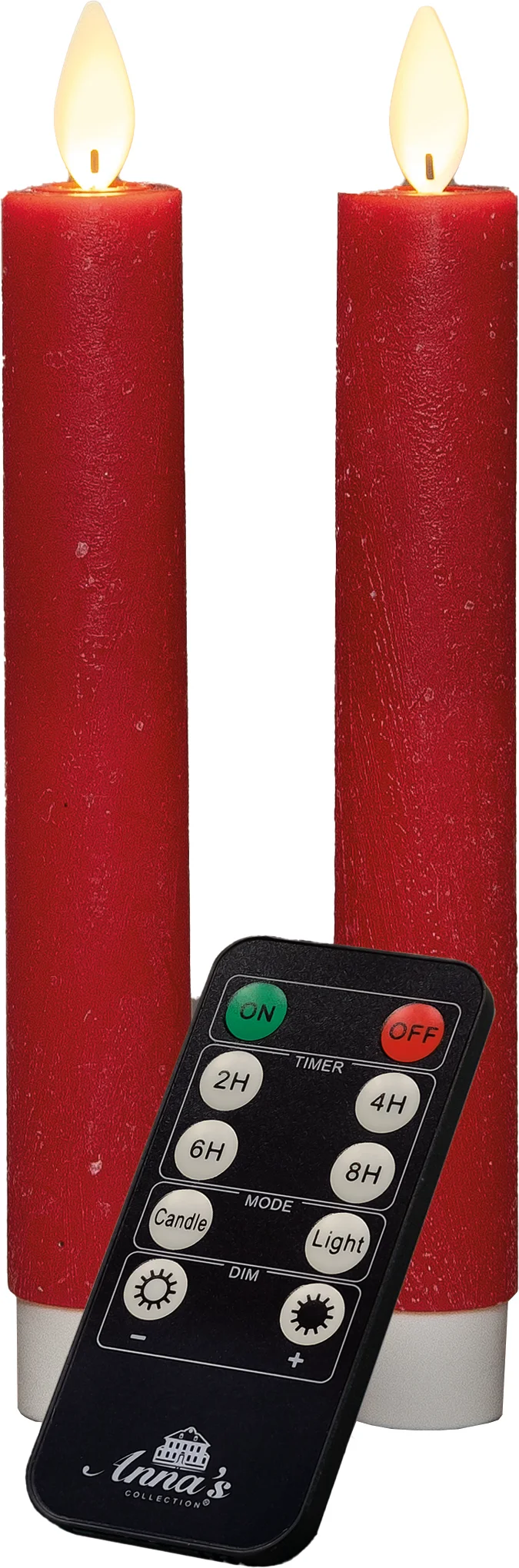 Anna's Collection LED dinerkaars Tara met timer rood D 2,2 H 18 cm 2 stuks