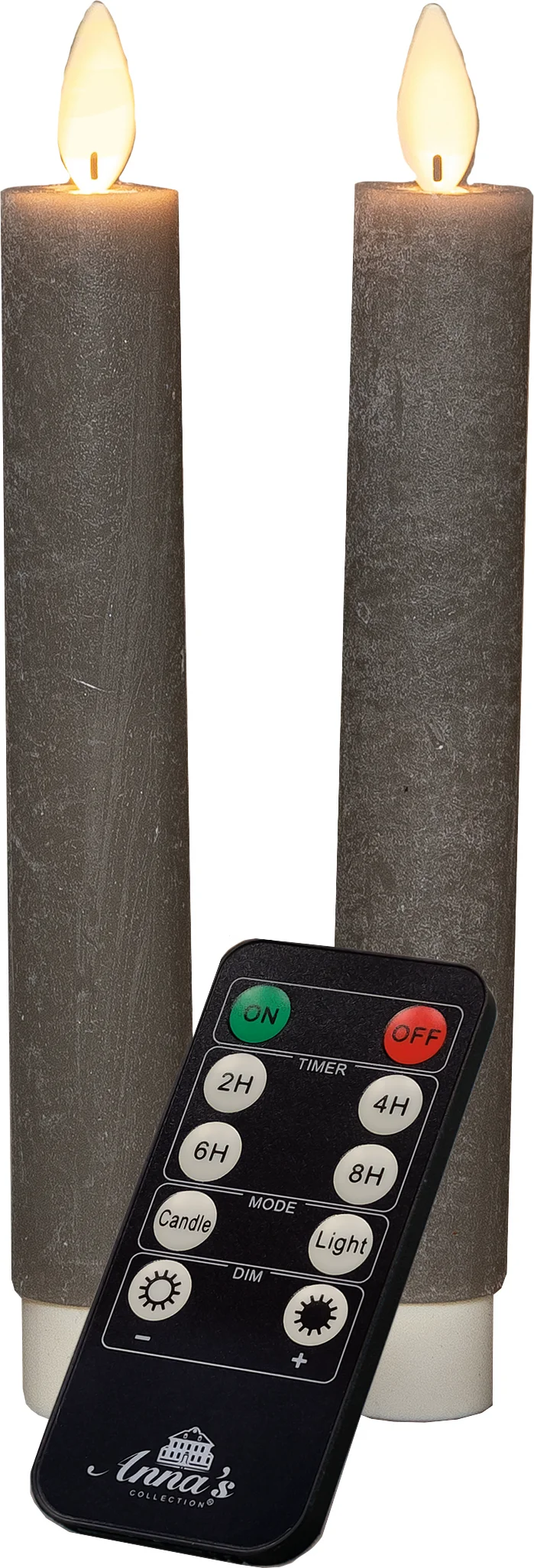 Anna's Collection LED dinerkaars Tara met timer taupe D 2,2 H 18 cm 2 stuks