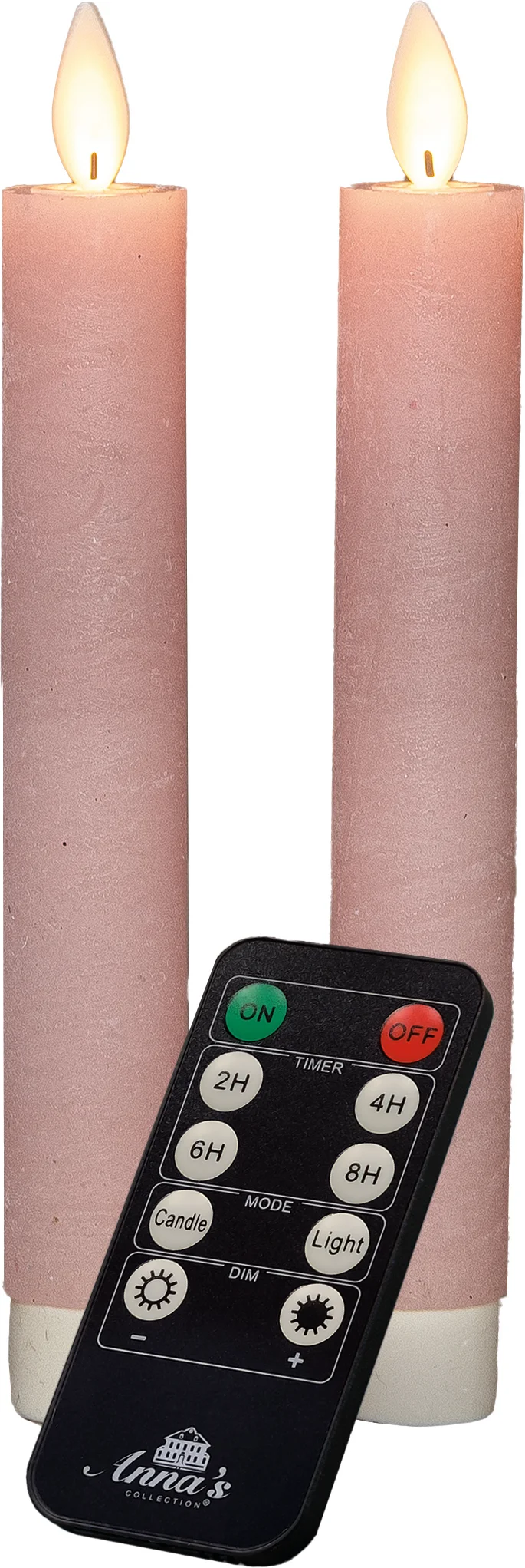 Anna's Collection LED dinerkaars Tara met timer licht roze D 2,2 H 18 cm 2 stuks