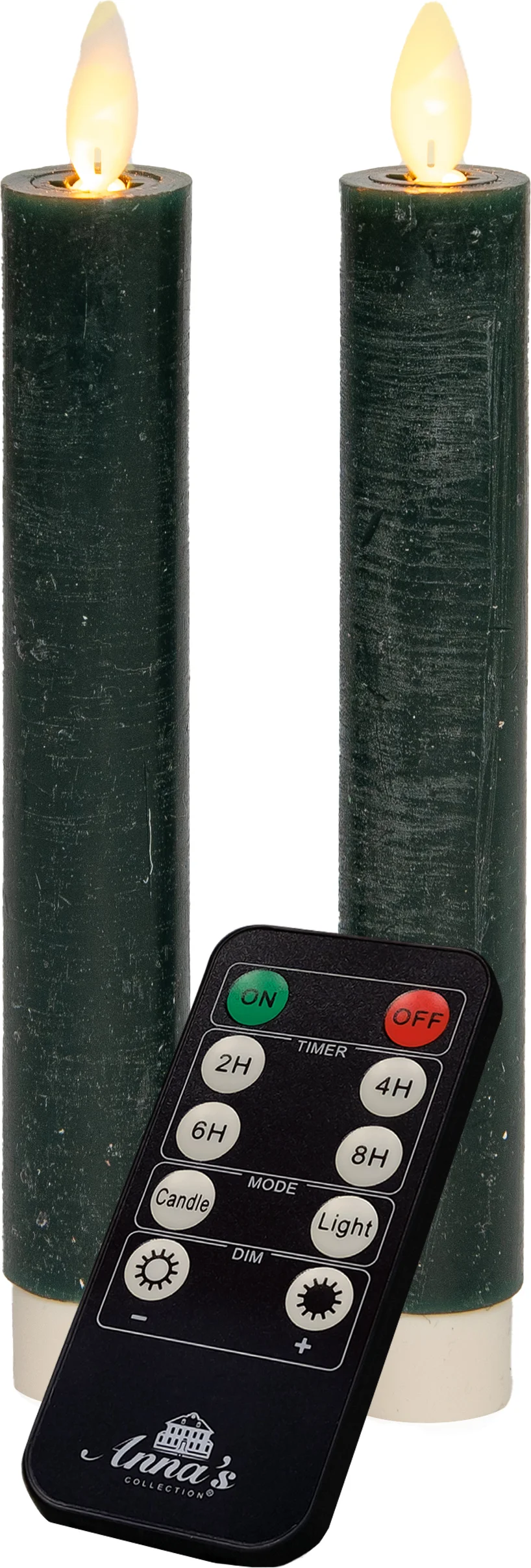 Anna's Collection LED dinerkaars Tara met timer groen D 2,2 H 18 cm 2 stuks