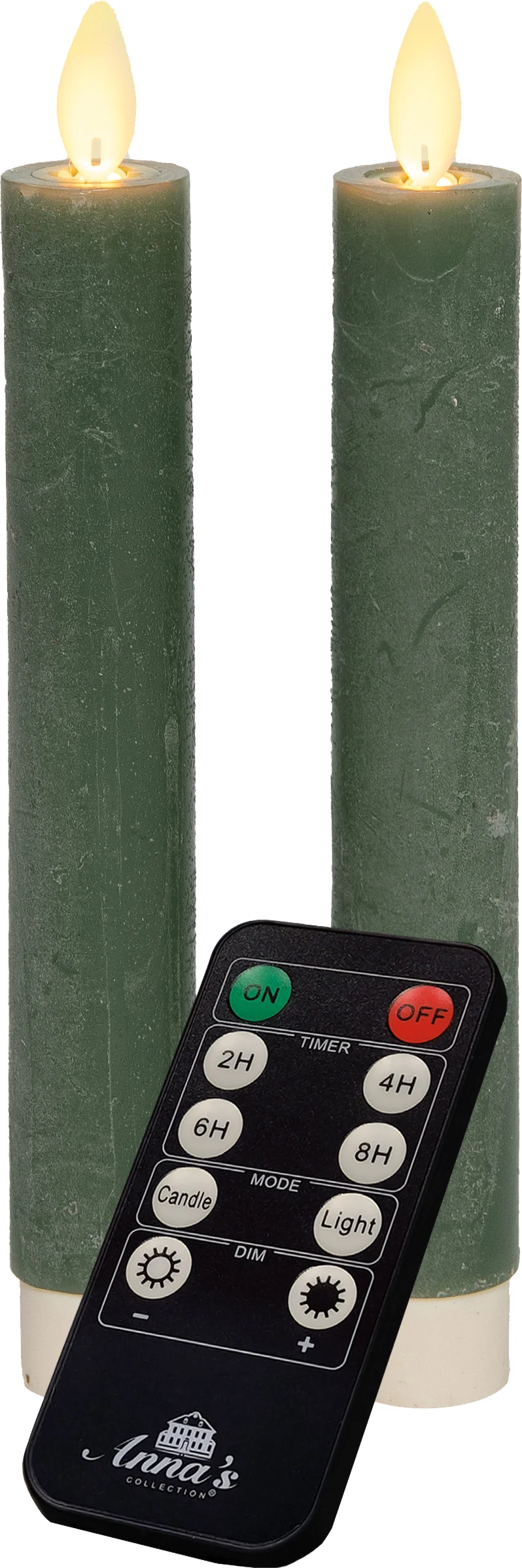 Anna's Collection LED dinerkaars Tara met timer jade groen D 2,2 H 18 cm 2 stuks