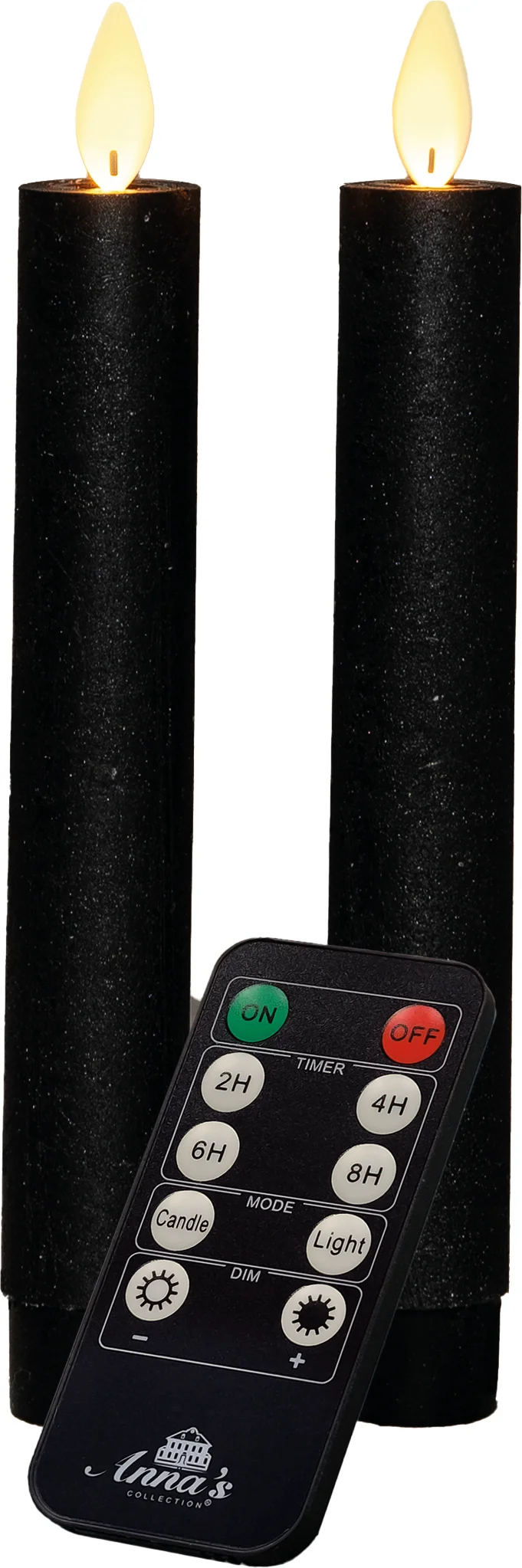 Anna's Collection LED dinerkaars Tara met timer zwart D 2,2 H 18 cm 2 stuks