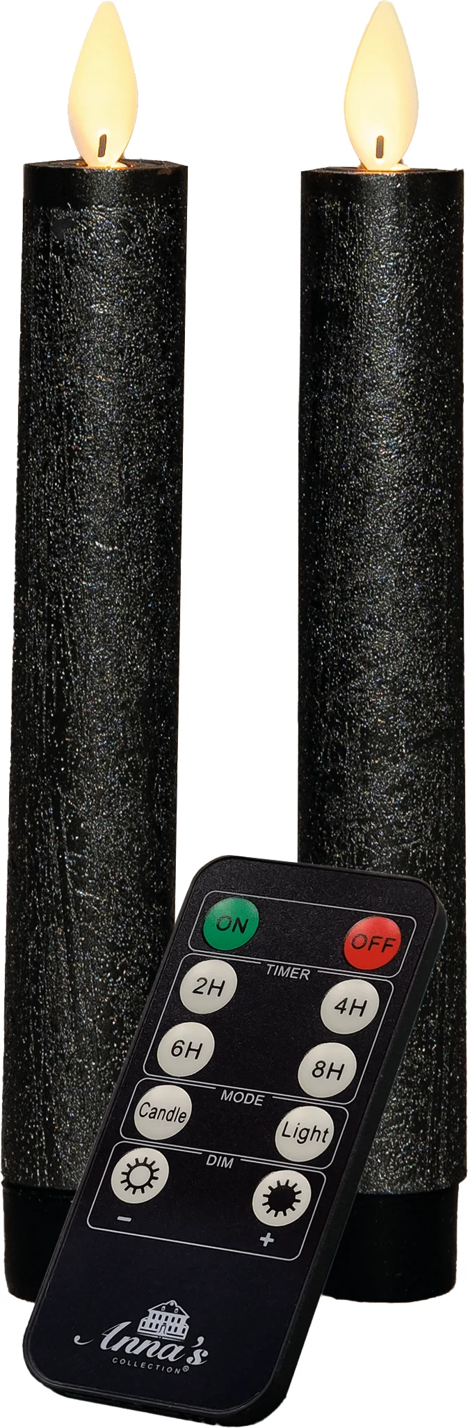 Anna's Collection LED dinerkaars Tara met timer antraciet D 2,2 H 18 cm 2 stuks