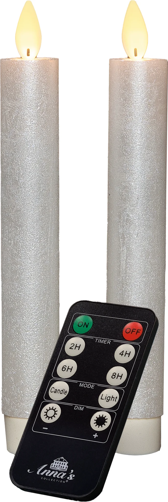 Anna's Collection LED dinerkaars Tara met timer wit D 2,2 H 18 cm 2 stuks