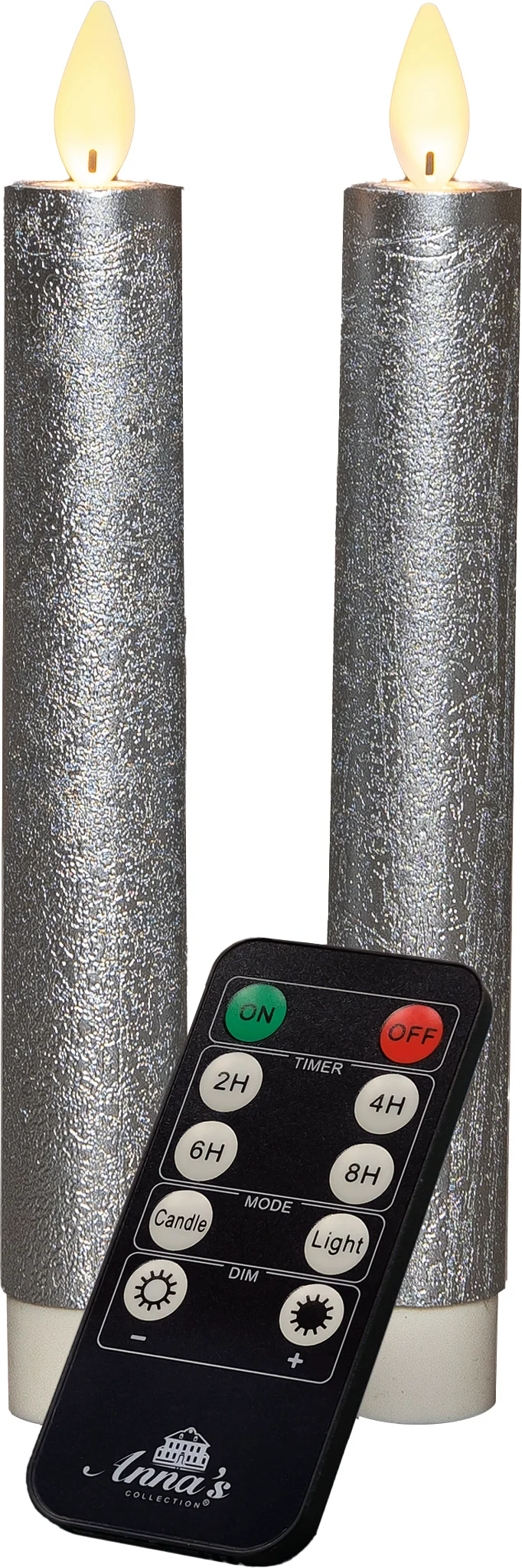 Anna's Collection LED dinerkaars Tara met timer zilver D 2,2 H 18 cm 2 stuks