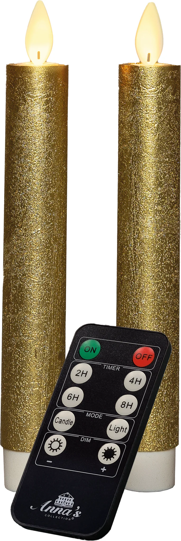 Anna's Collection LED dinerkaars Tara met timer goud D 2,2 H 18 cm 2 stuks