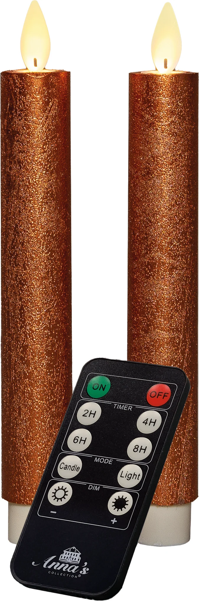 Anna's Collection LED dinerkaars Tara met timer koper D 2,2 H 18 cm 2 stuks