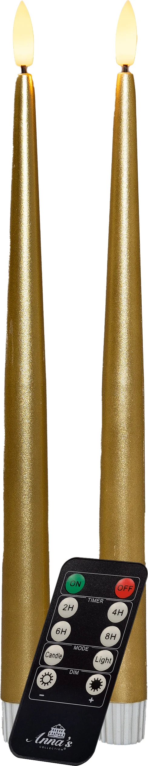 Anna's Collection LED dinerkaars met timer goud D 2,2 H 30 cm 2 stuks