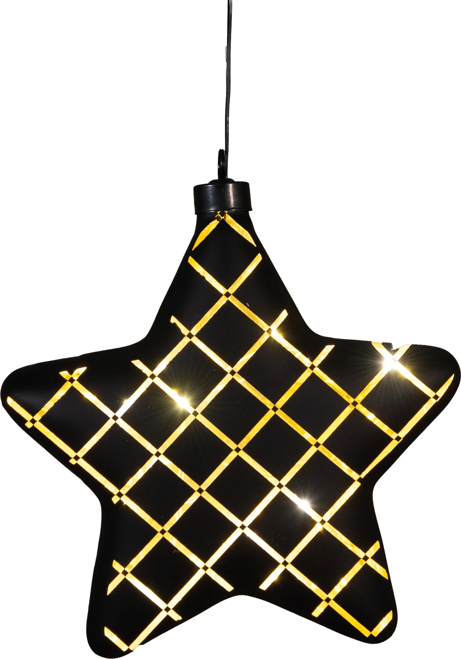 Anna's Collection kersthanger Cosma ster zwart met verlichting 20 x 6,5 x 19 cm