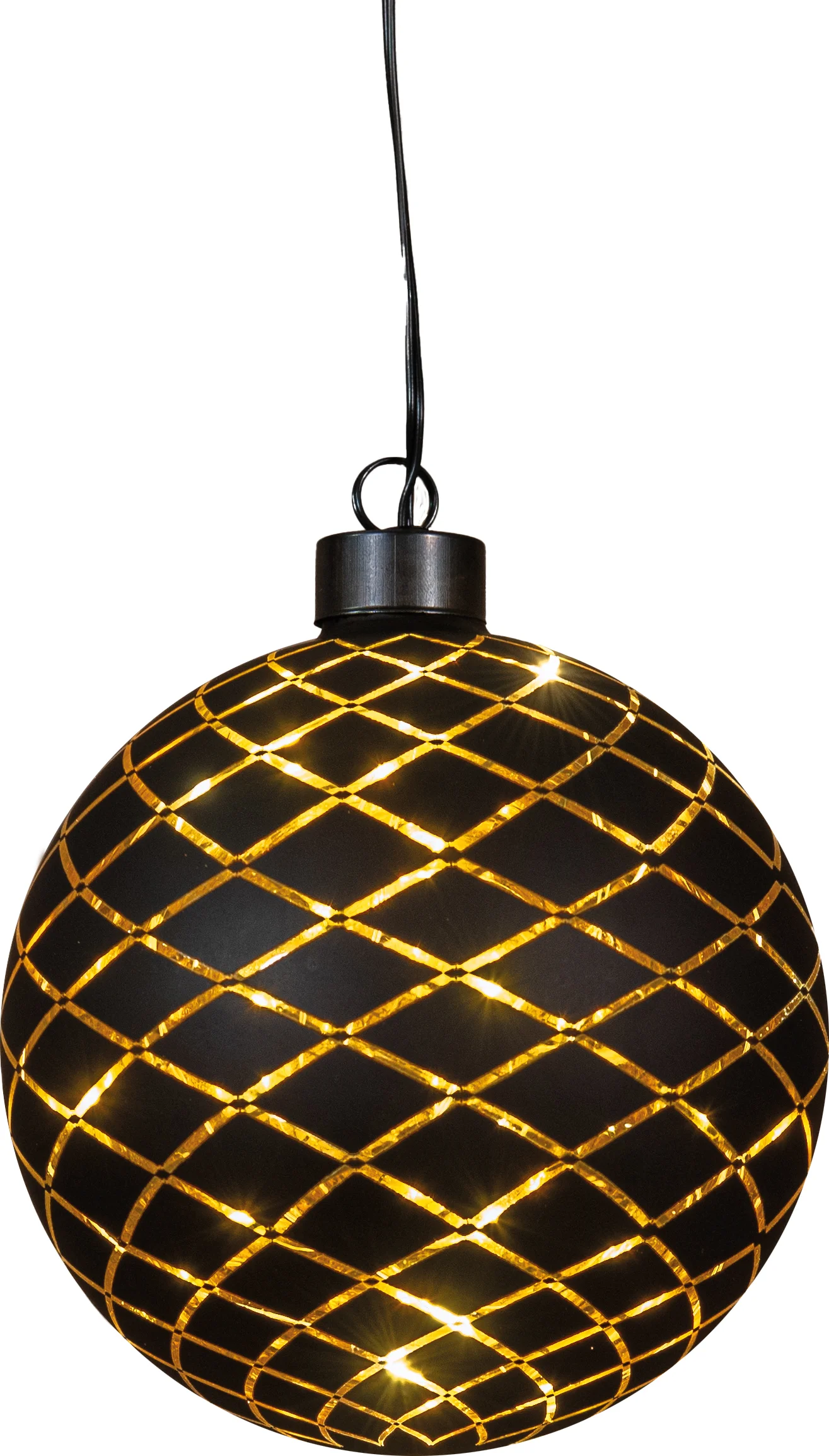 Anna's Collection kersthanger Cosma bal zwart met verlichting D 13 cm