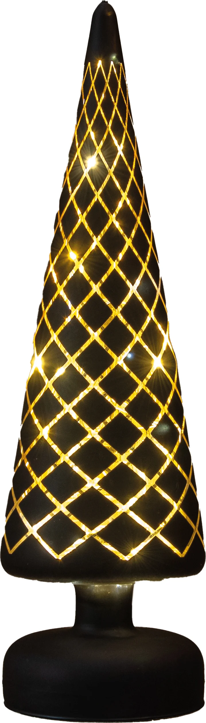 Anna's Collection decoratieboom Cosma zwart lijnen met verlichtingD 10 H 31,5 cm