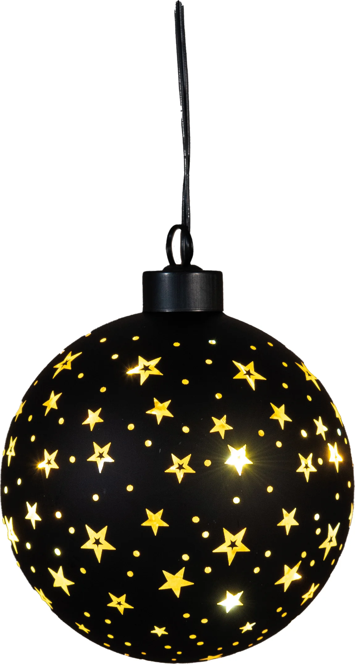 Anna's Collection kersthanger Cosma bal sterren zwart met verlichting D 11 cm
