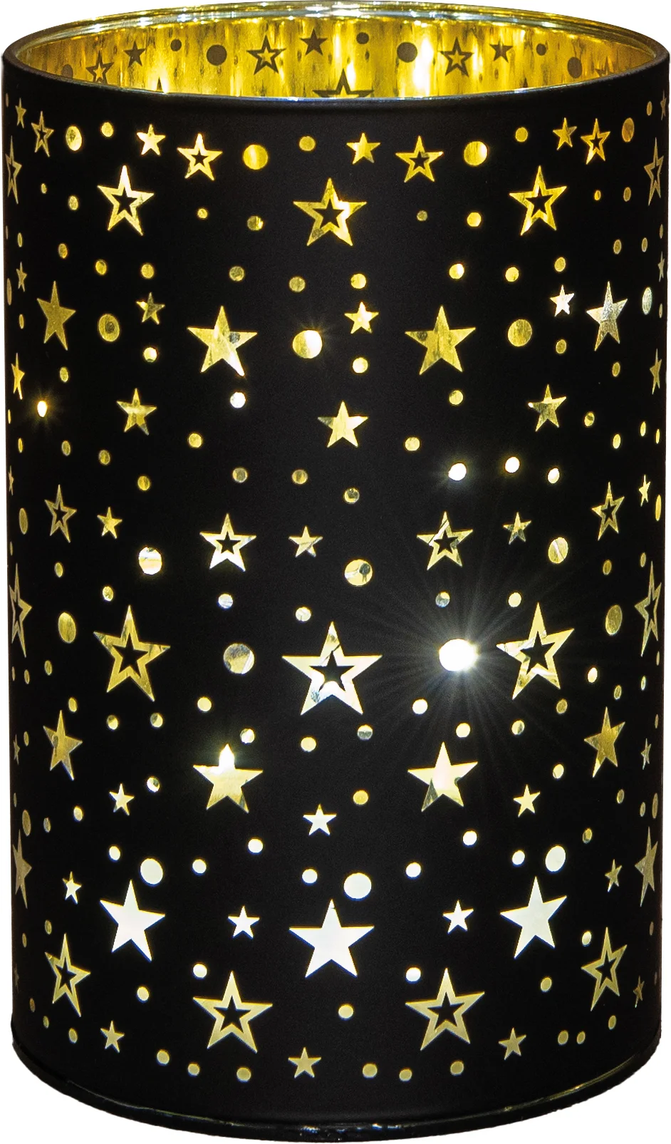 Anna's Collection LED pot Cosma sterren zwart D 11 H 16 cm