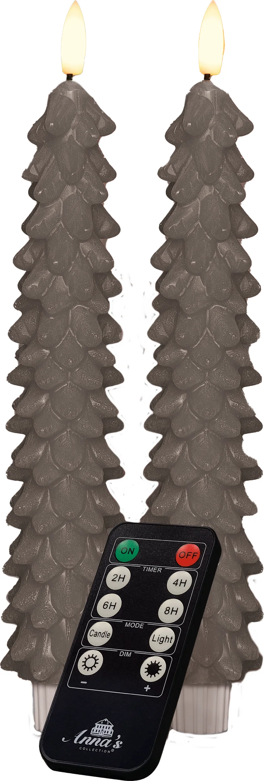 Anna's Collection LED dinerkaars Rambu kerstboom taupe D 2,2 H 23 cm