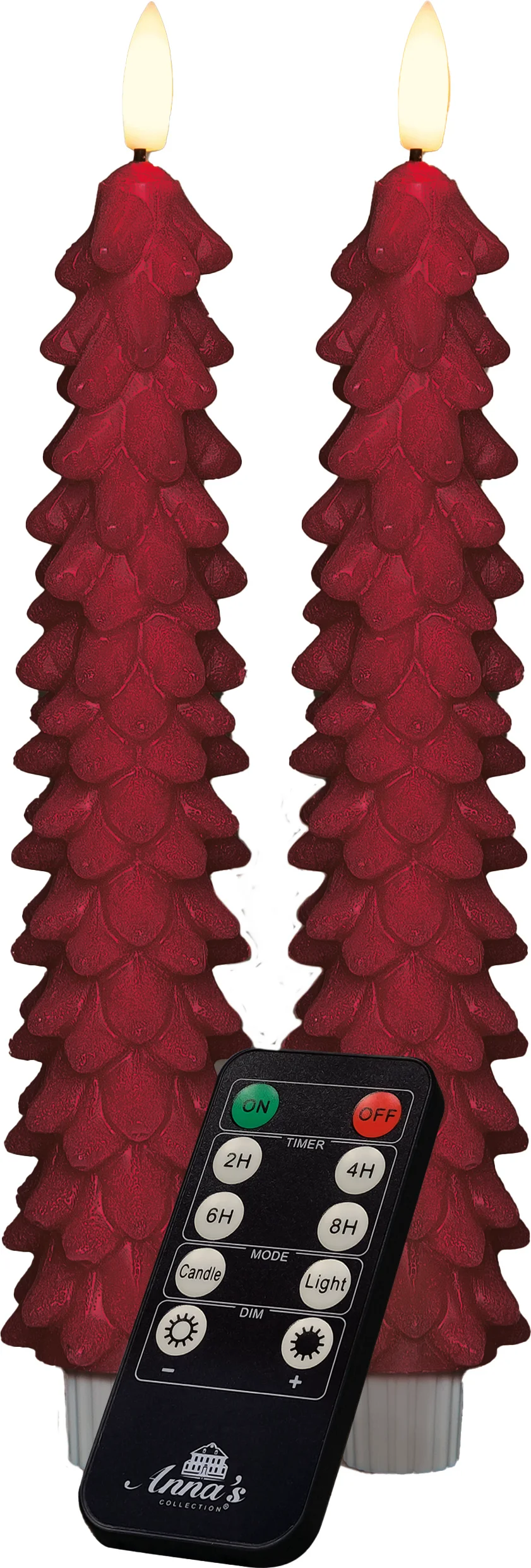 Anna's Collection LED dinerkaars Rambu kerstboom bordeaux D 2,2 H 23 cm