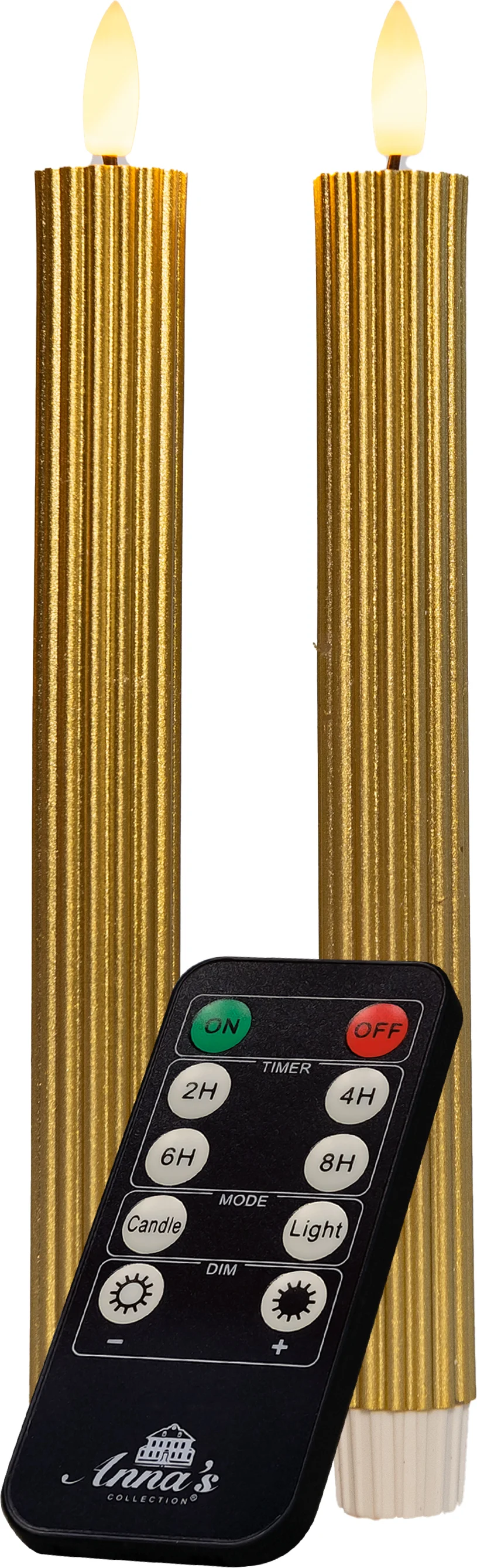 Anna's Collection LED dinerkaars Rib met timer goud D 2,1 H 23 cm 2 stuks