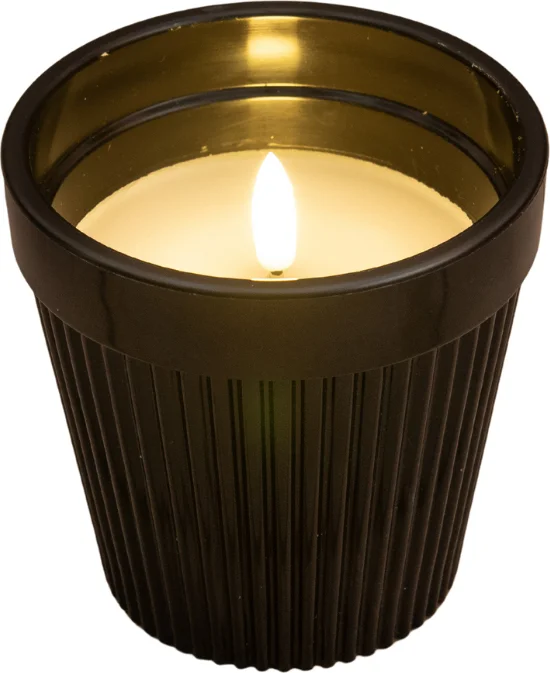 Anna's Collection LED kaars in pot zwart D 11 H 11 cm