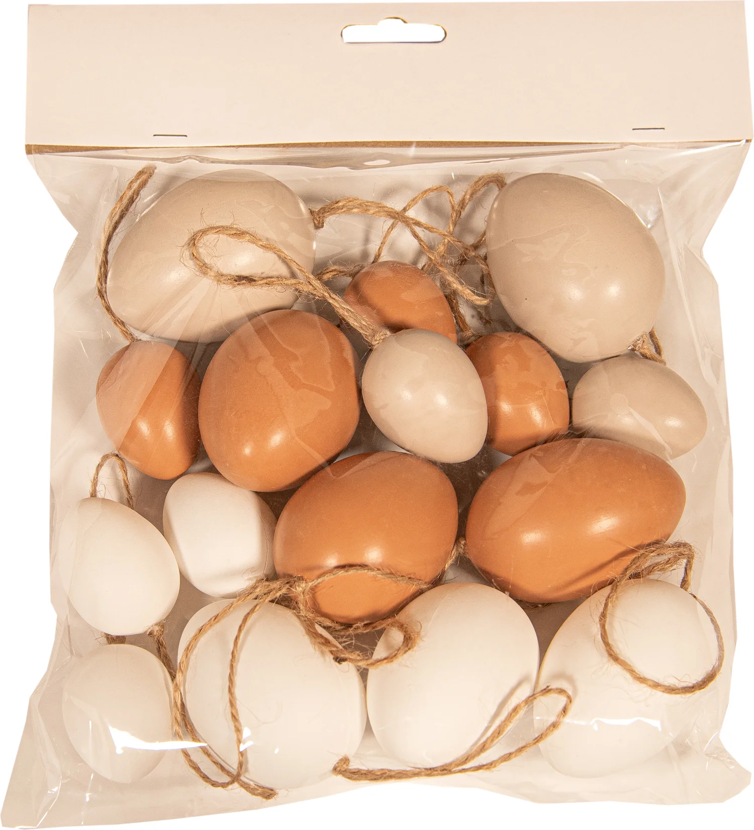 Anna's Collection paasdecoratie eieren wit / bruin D 4 H 6 cm 16 stuks
