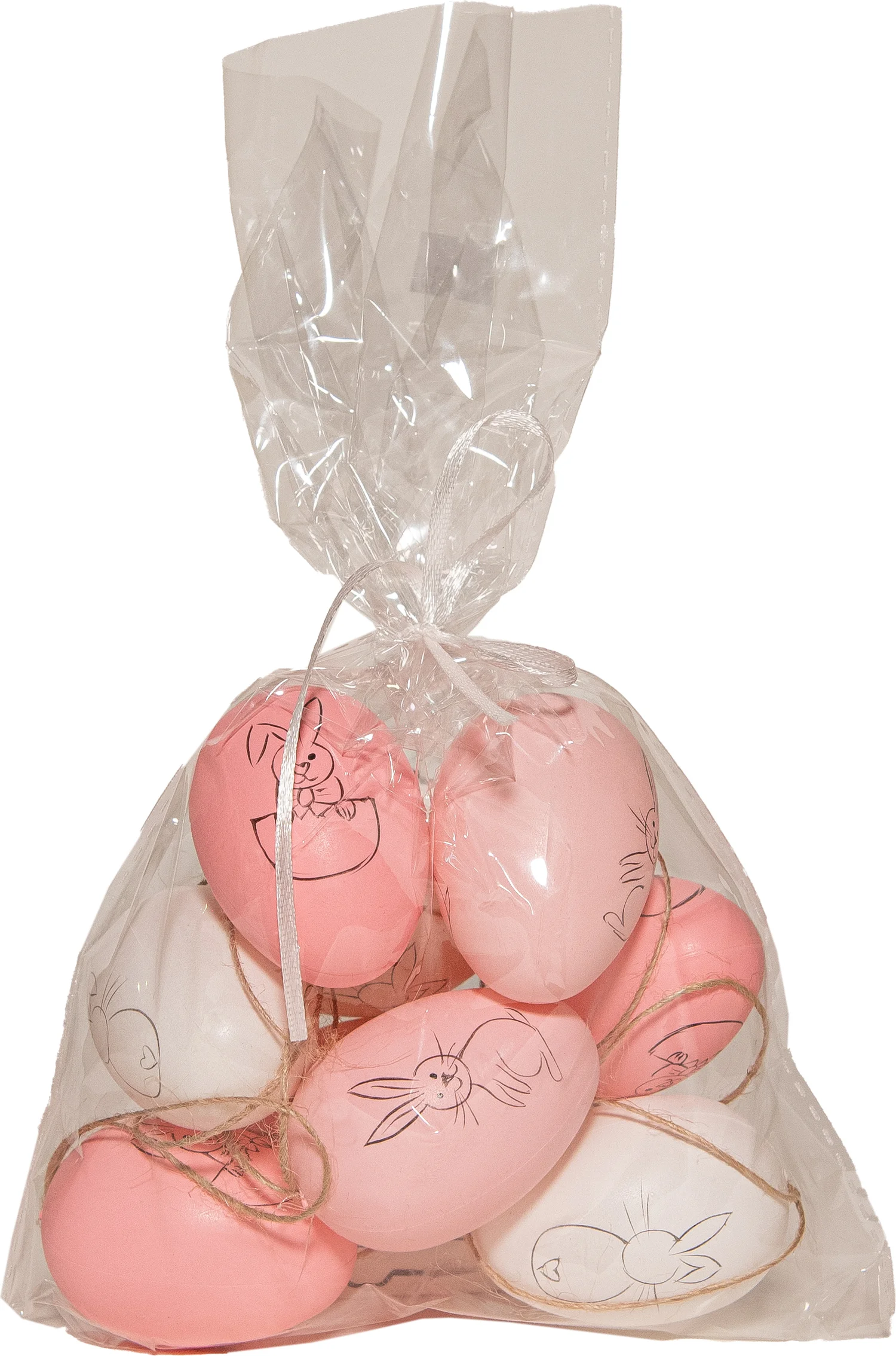Anna's Collection paasdecoratie eieren wit / roze D 4 H 6 cm 9 stuks
