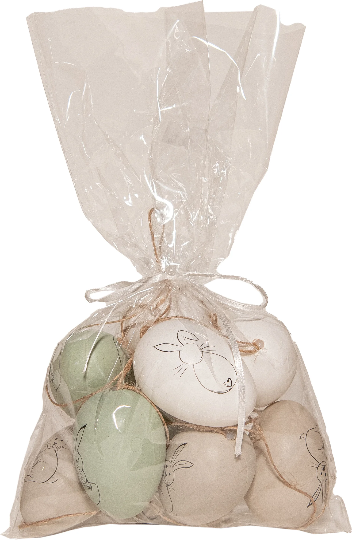 Anna's Collection paasdecoratie eieren wit / groen D 4 H 6 cm 9 stuks