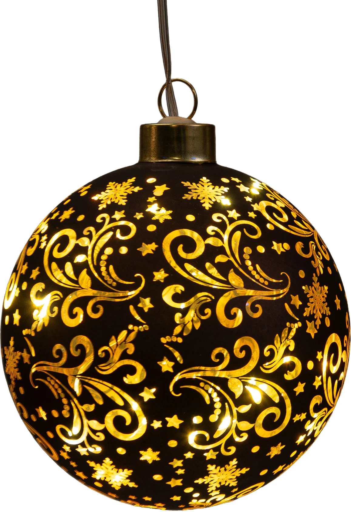 Anna's Collection kersthanger Stars bal bruin met verlichting D 12 cm