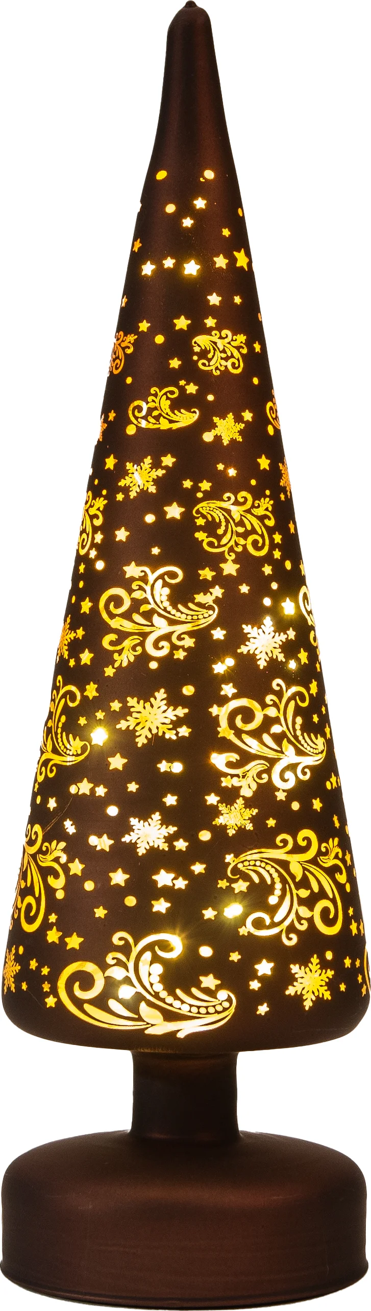 Anna's Collection decoratieboom Stars bruin met verlichting D 10 H 30 cm