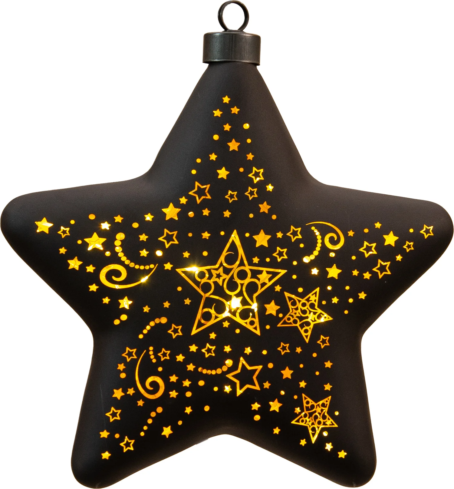 Anna's Collection kerstster Stars zwart met verlichting D 19 H 6,5 cm