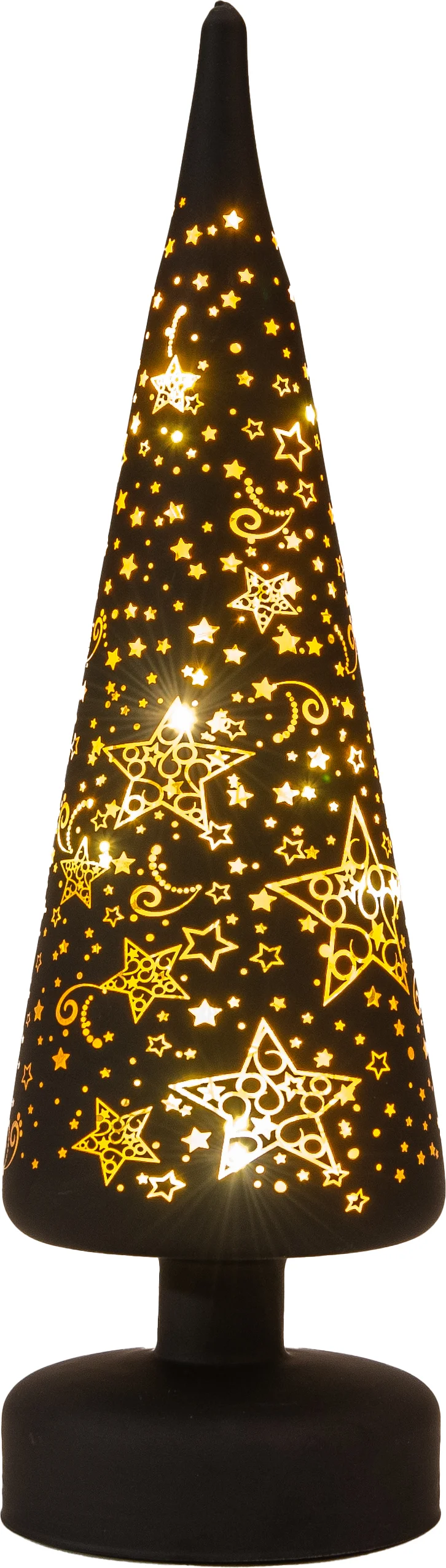 Anna's Collection decoratieboom Stars zwart met verlichting D 10 H 30 cm