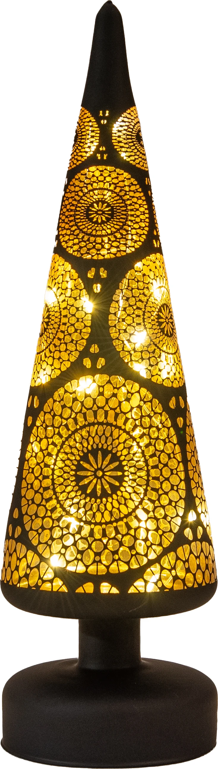 Anna's Collection decoratieboom Marra zwart met verlichting D 10 H 30 cm