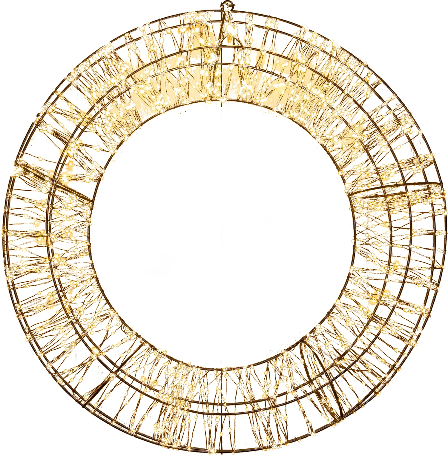 Anna's Collection kerstkrans zwart met 1800 lampjes warm wit / extra warm D 58 H 13 cm