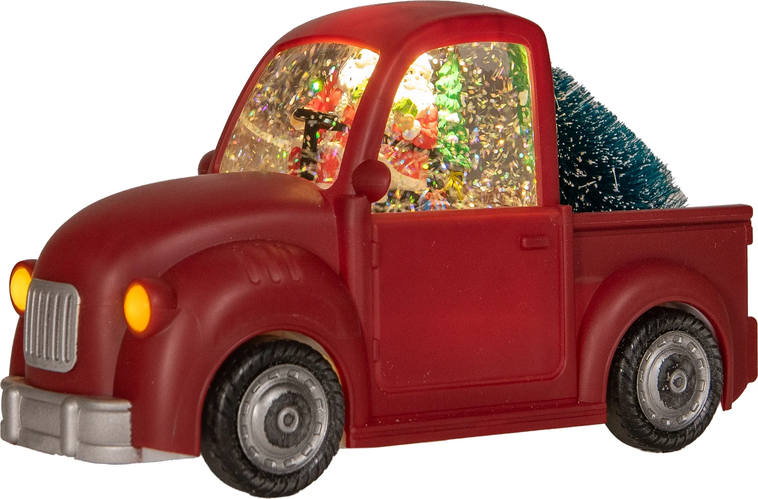 Anna's Collection sneeuwbol auto rood met verlichting 19 x 27 x 14,5 cm