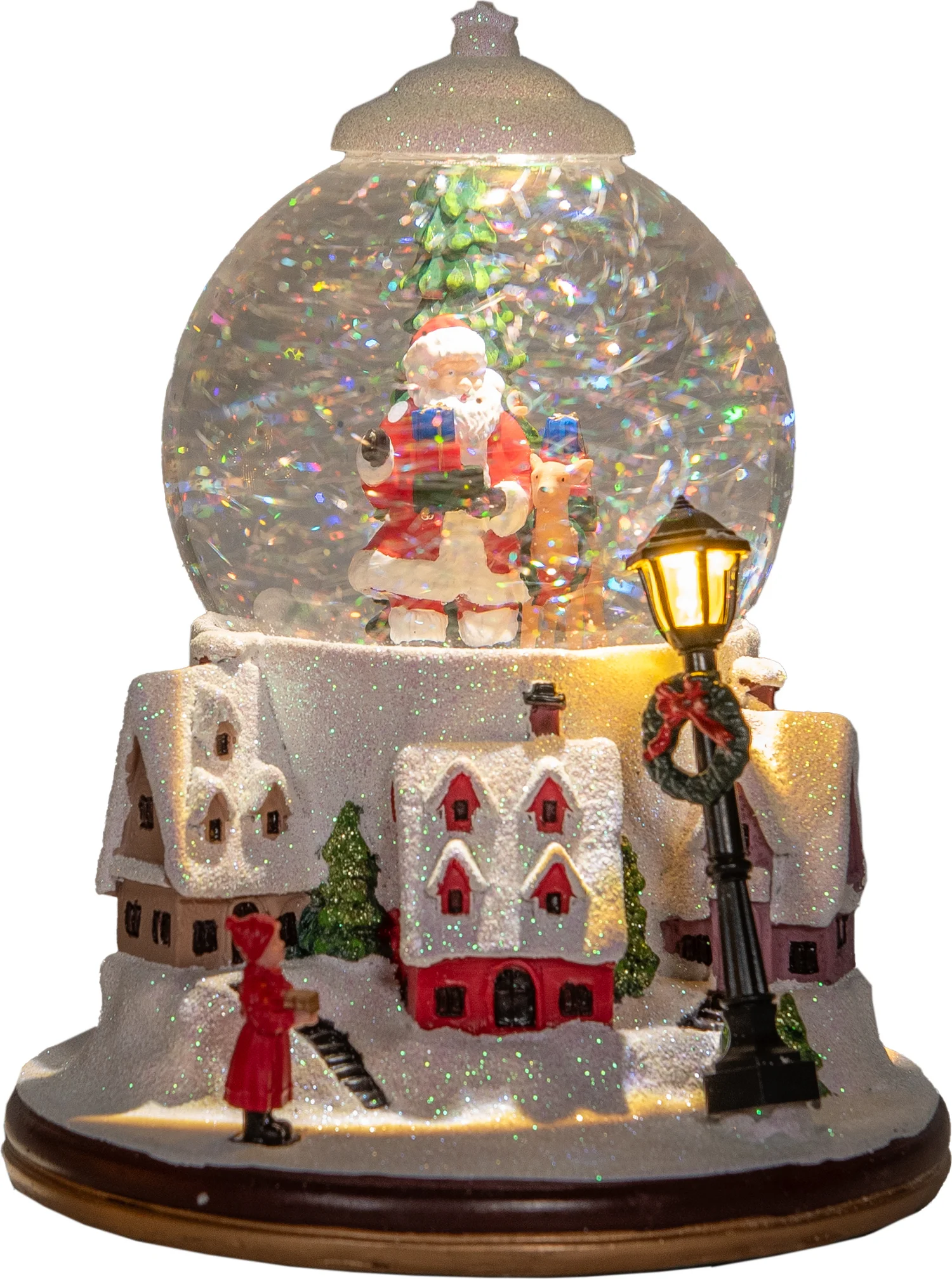 Anna's Collection sneeuwbol dorp kerstman met verlichting D 18,5 H 24,5 cm