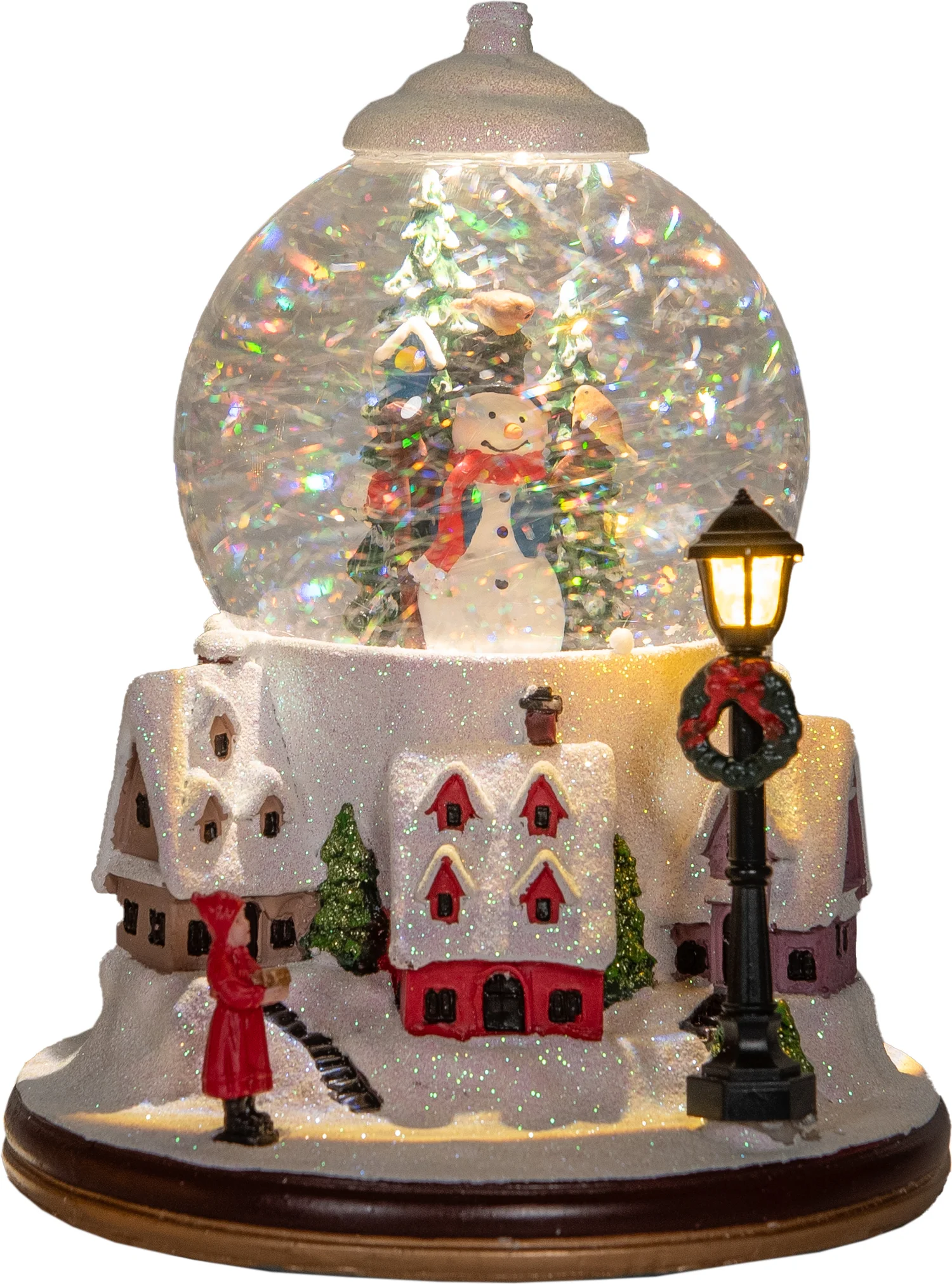 Anna's Collection sneeuwbol dorp sneeuwpop met verlichting D 18,5 H 24,5 cm